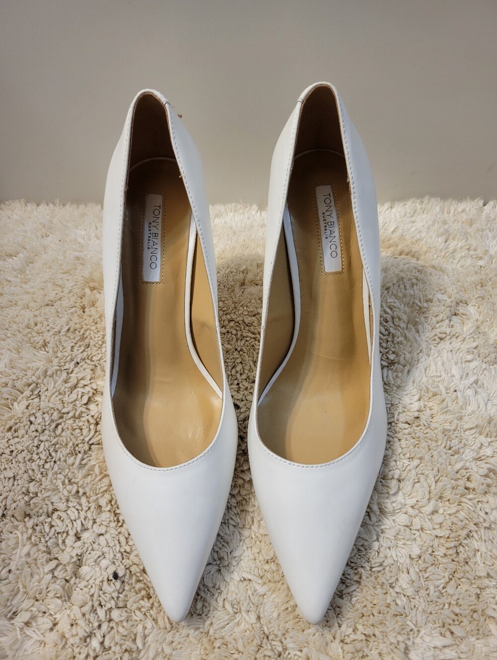 Tony Bianco Anja Milk Capretto White Heels Size 9